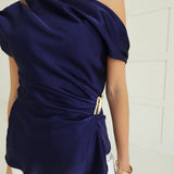 Celeste Satin Top - Navy