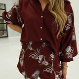 Sosie Embroidered Set - Burgundy
