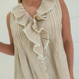 Shae Striped Knit Top - Khaki