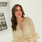 Kendra Plaid Skirt Set - Khaki