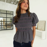 Joan Smocked Top - Navy