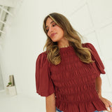 Bellavue Smocked Top - Brick