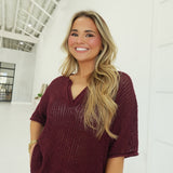 Crowley Knit Top - Maroon