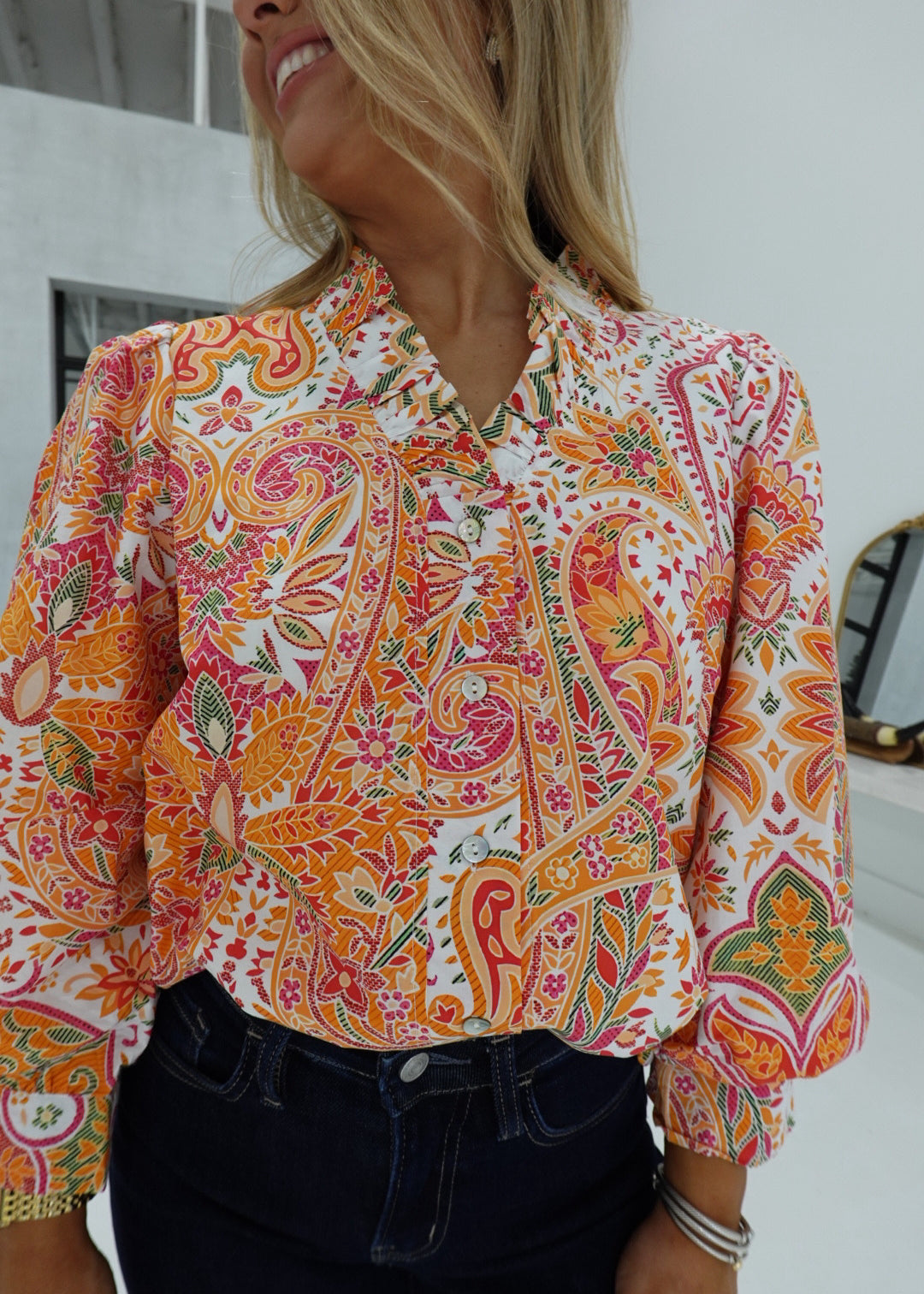 Cora Paisley Top - Orange