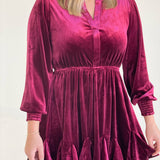 Dream Big Velvet Dress - Burgundy