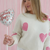 With Love From WOFF Sweater - White/Pink *VDAY