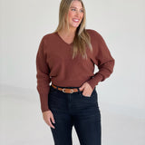 Henley Sweater Top - Chestnut