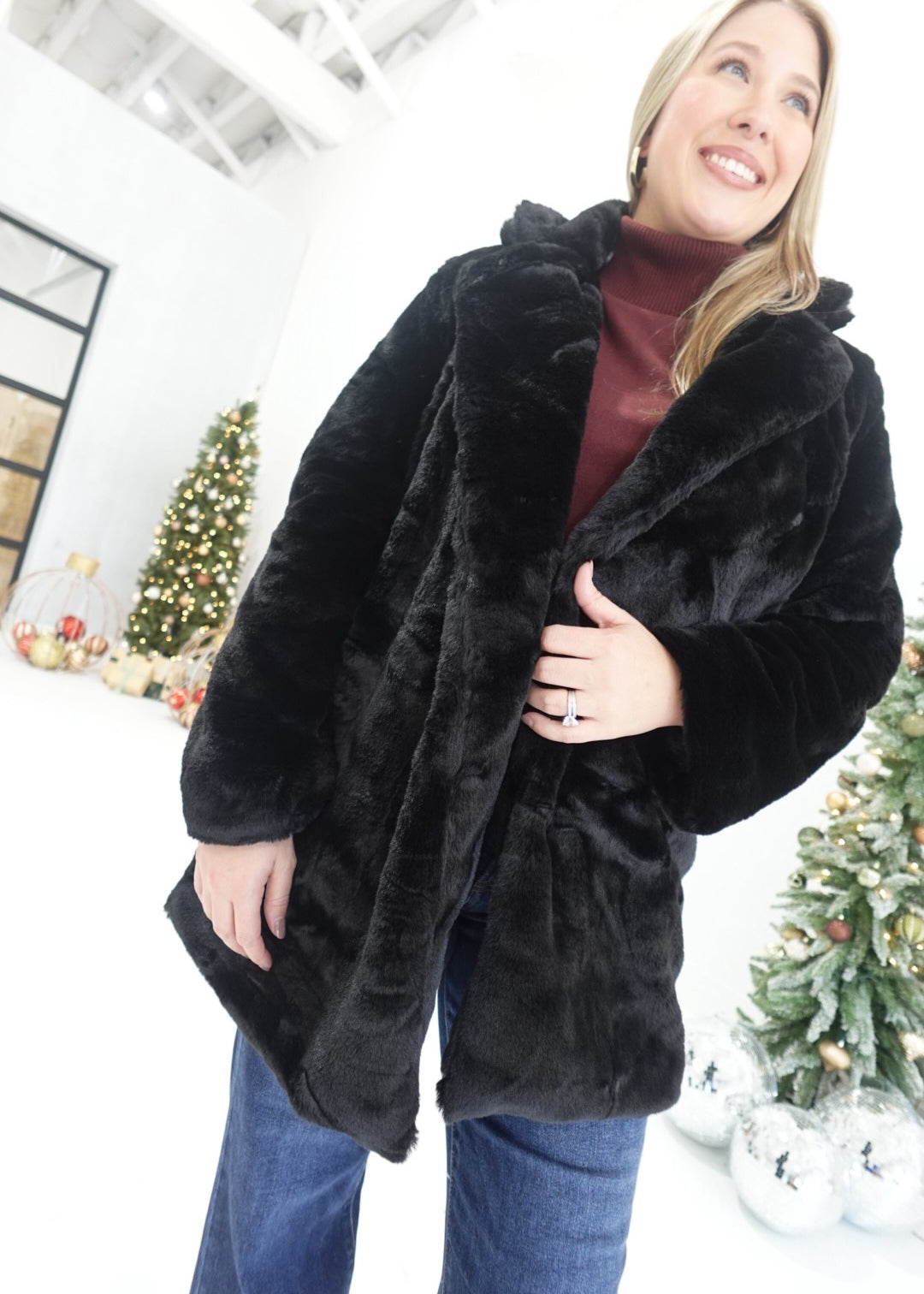 Stanton Faux Fur Coat - Black