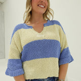 Sybil Striped Sweater Top - Blue