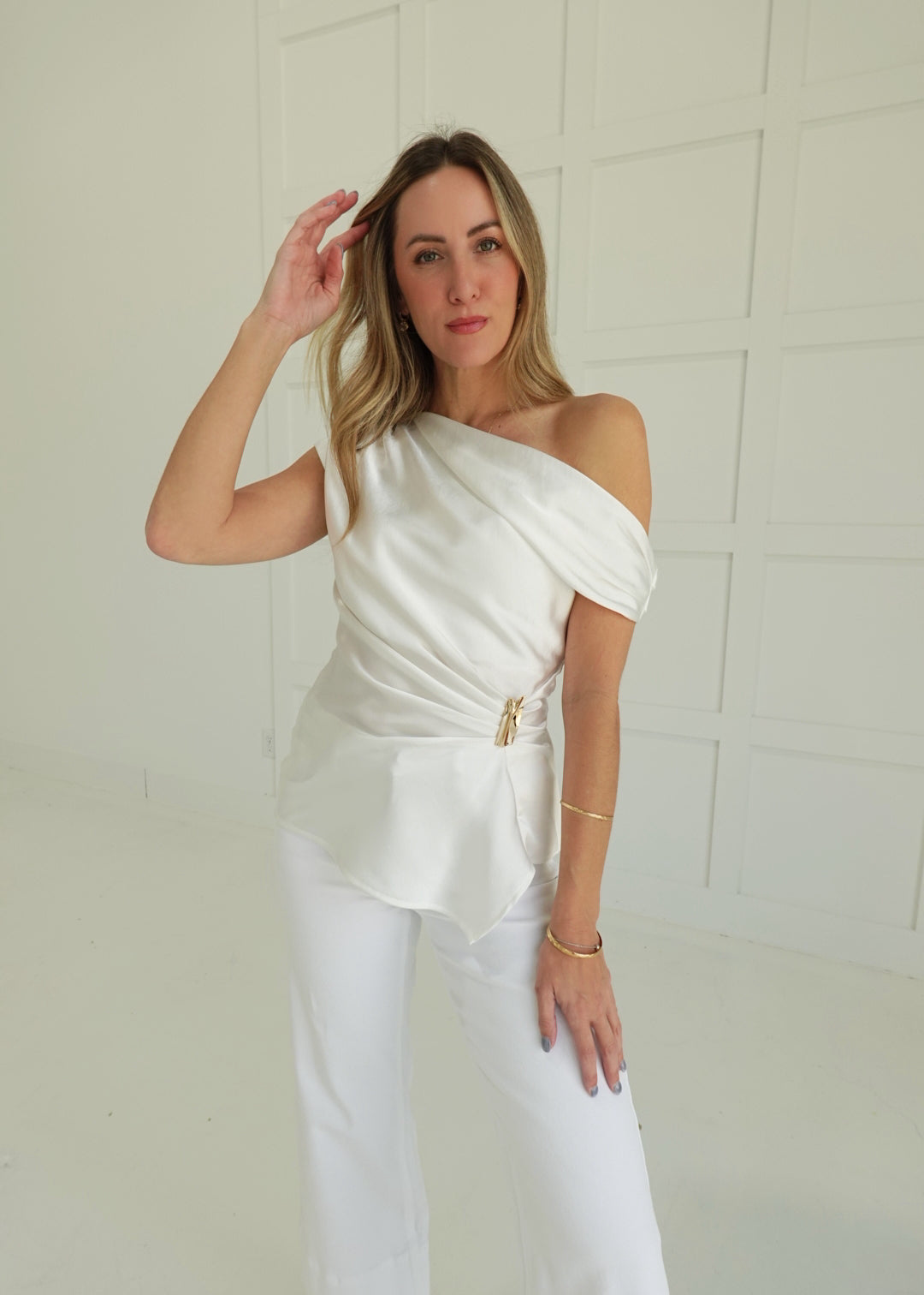 Celeste Satin Top - Ivory