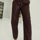 Lorraine Leather Pants - Burgundy