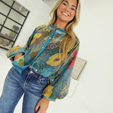 Anjou Floral Blouse - Teal