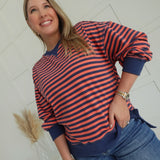 Joneses Striped Pullover - Coral/Navy