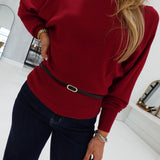 Kenna Belted Sweater - Deep Red