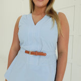 Inheritance Peplum Top - Blue