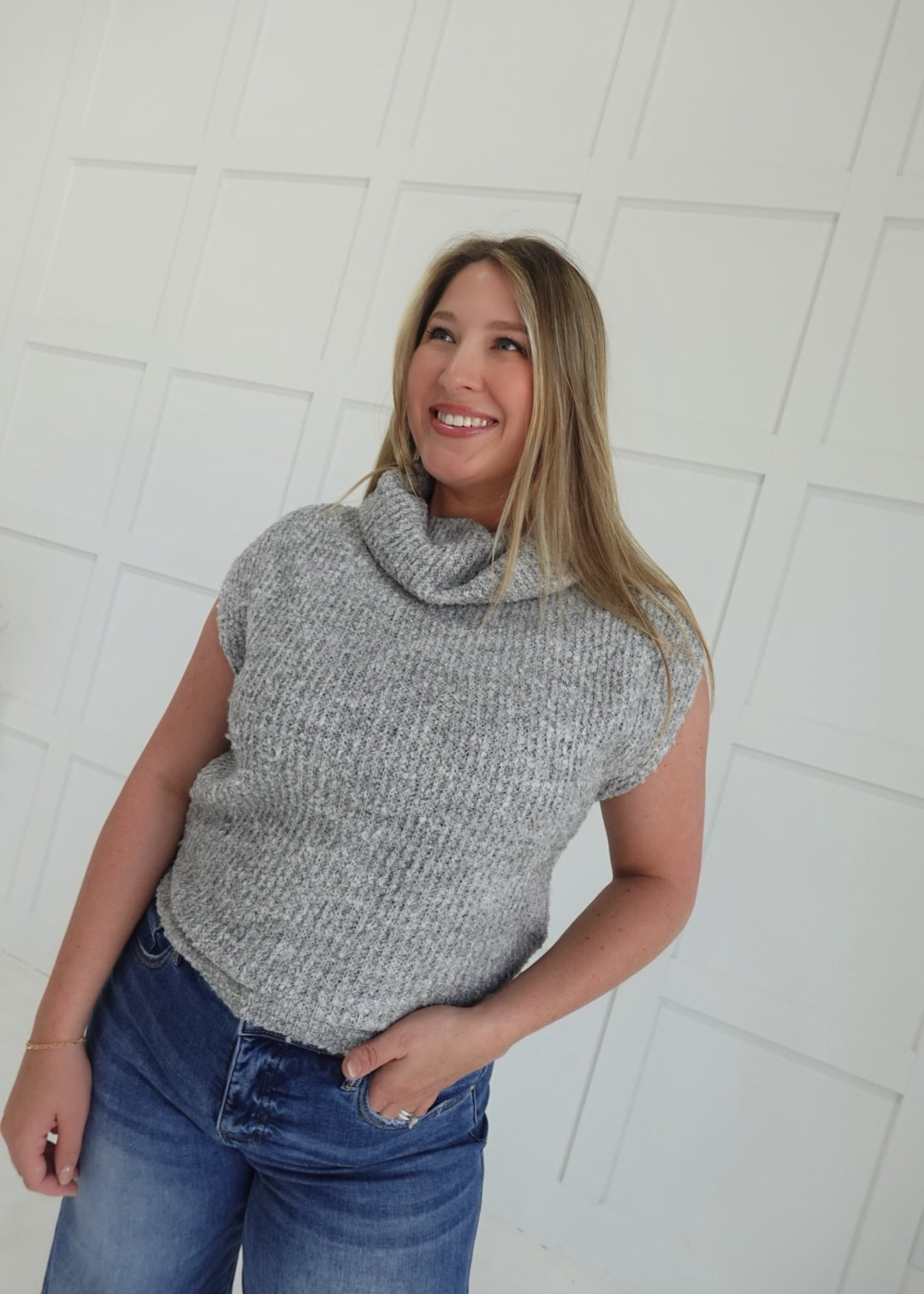 Calla Sweater Top - Gray