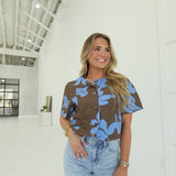 Jane's Day Out Top - Blue/Mocha
