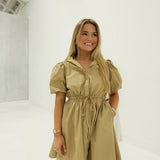 Mona Drawstring Dress - Tan