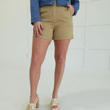 Heidi High-Waist Shorts - Khaki