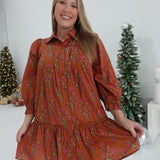 Whirlwind Called Fall Mini Dress - Rust