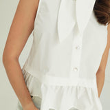 Kathleen Tie-Neck Top - White