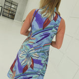 Holiday Palms Midi Dress - Blue