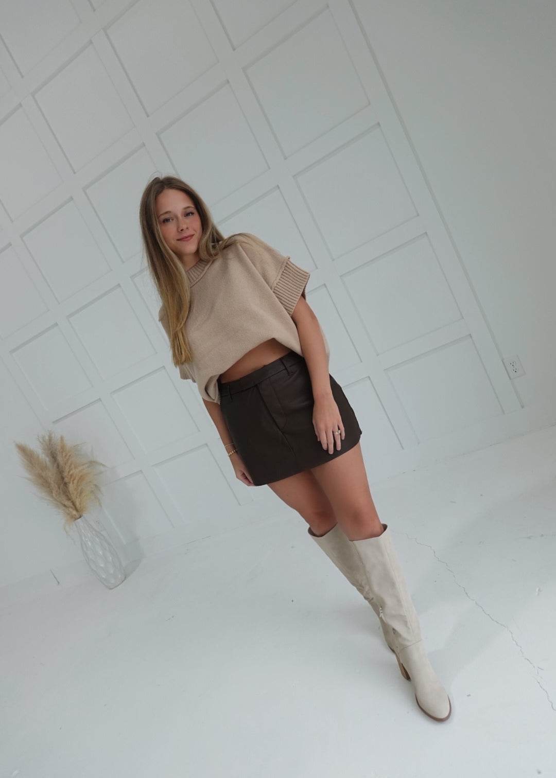 Webber Leather Skort - Choco