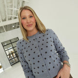 Winne Polkadot Cardi - Dusty Blue