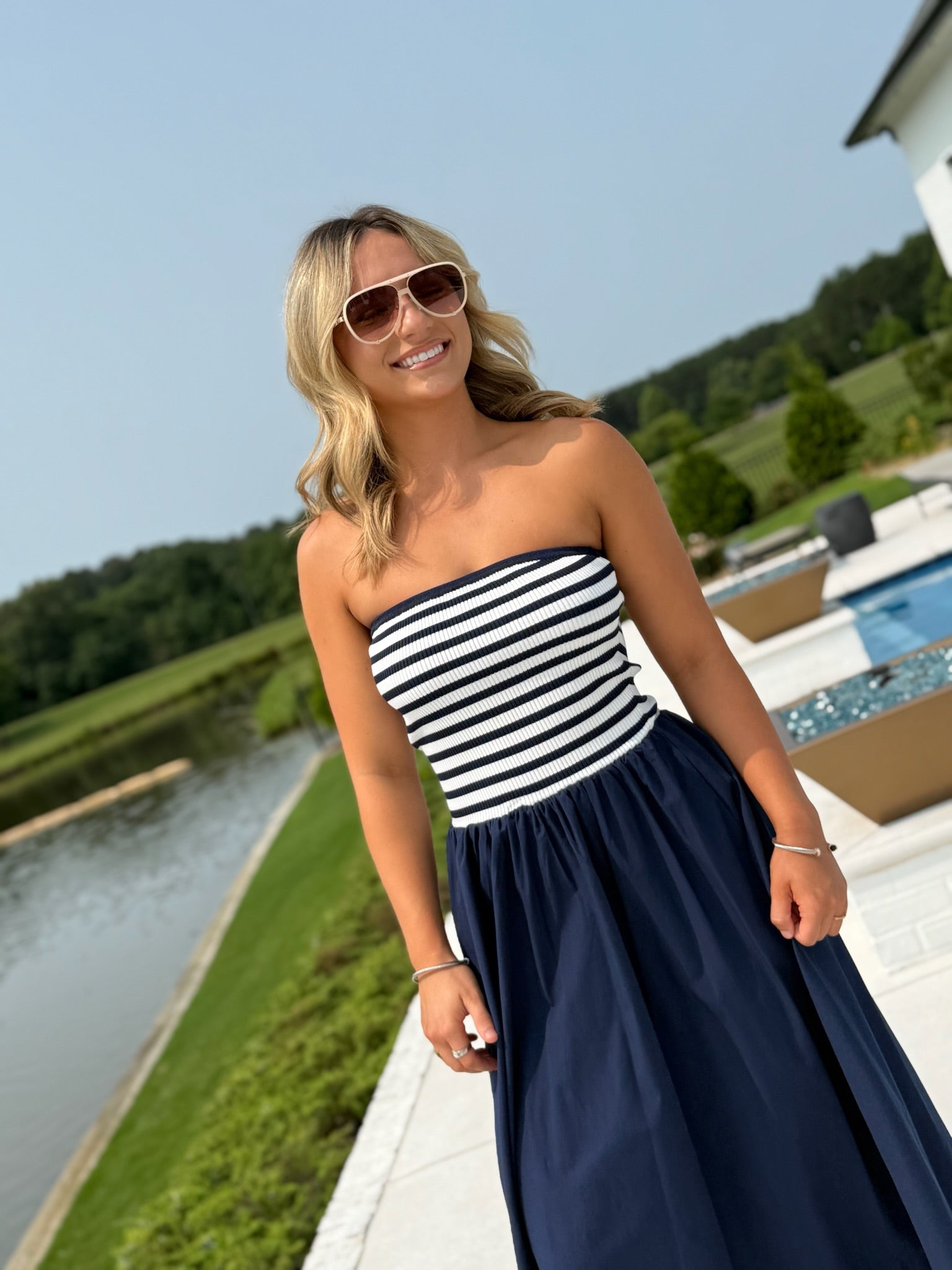 Believe In Freedom Midi Dress - Navy
