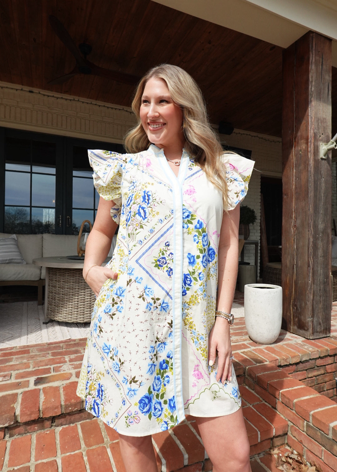 Lenora Mini Dress - Sky Blue/Blue