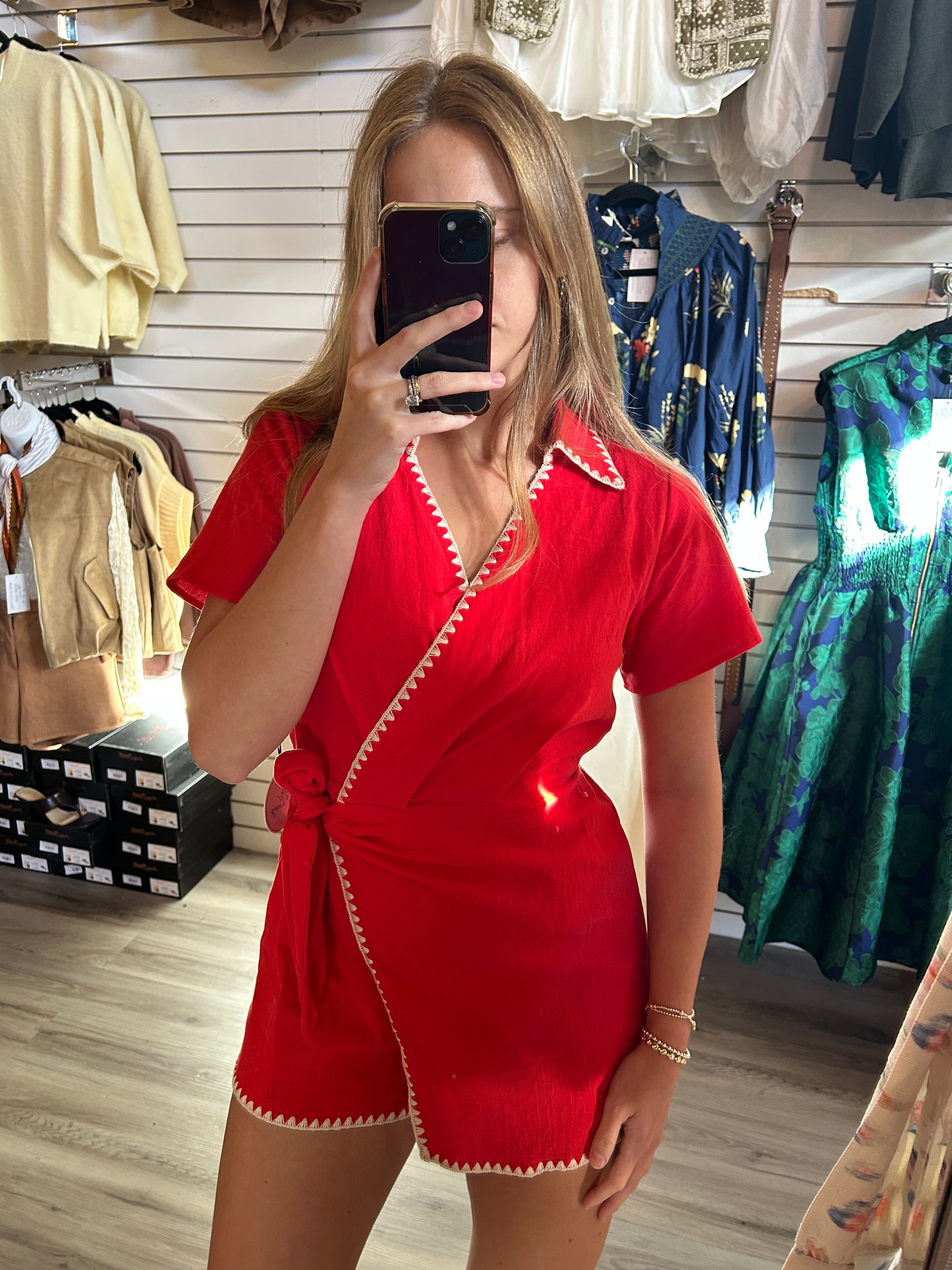 Field Pass Romper - Red