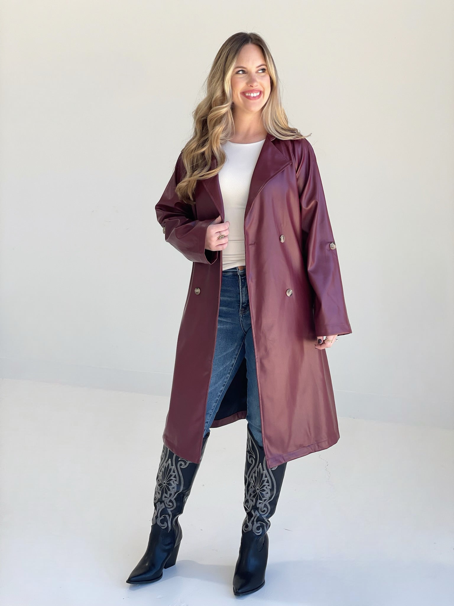 Ivanna Leather Trench-Coat