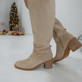 Tessie Tall Suede Boot - Beige
