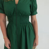 Inquiring Smock Waist Dress - Green