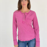 Roughing It Waffle Knit Top - Magenta *CM