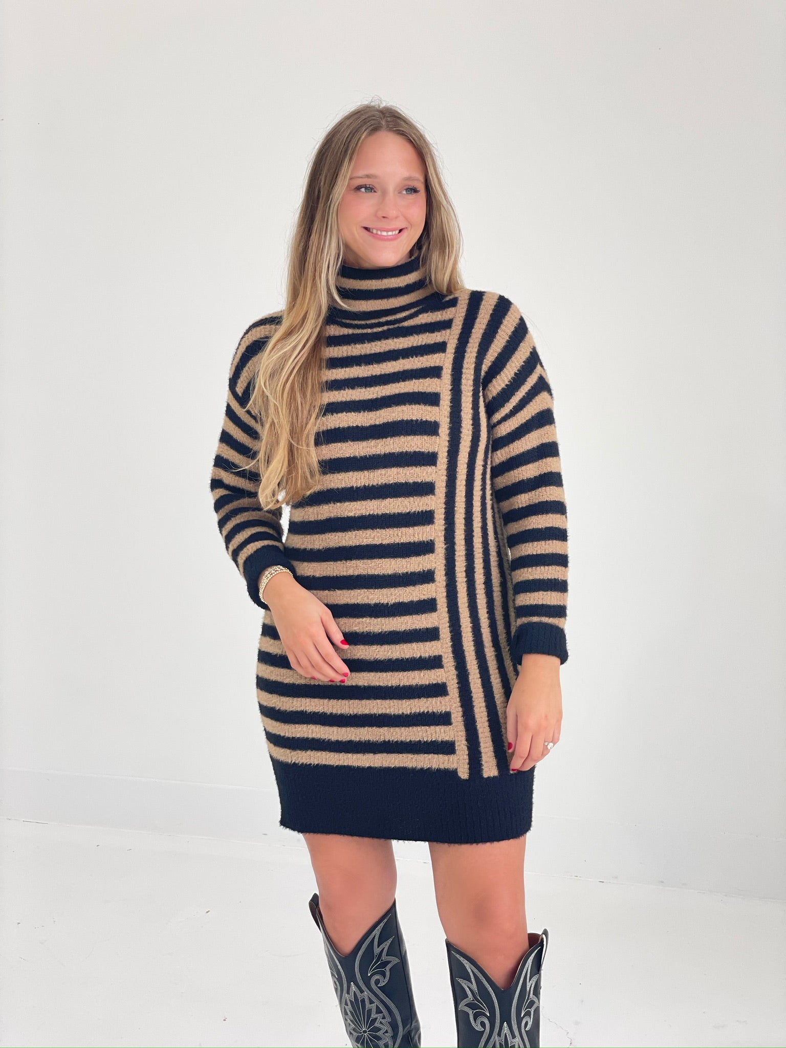 Levi Striped Sweater Dress - Black