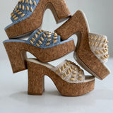 Marina Crochet Platform Heel - Blue