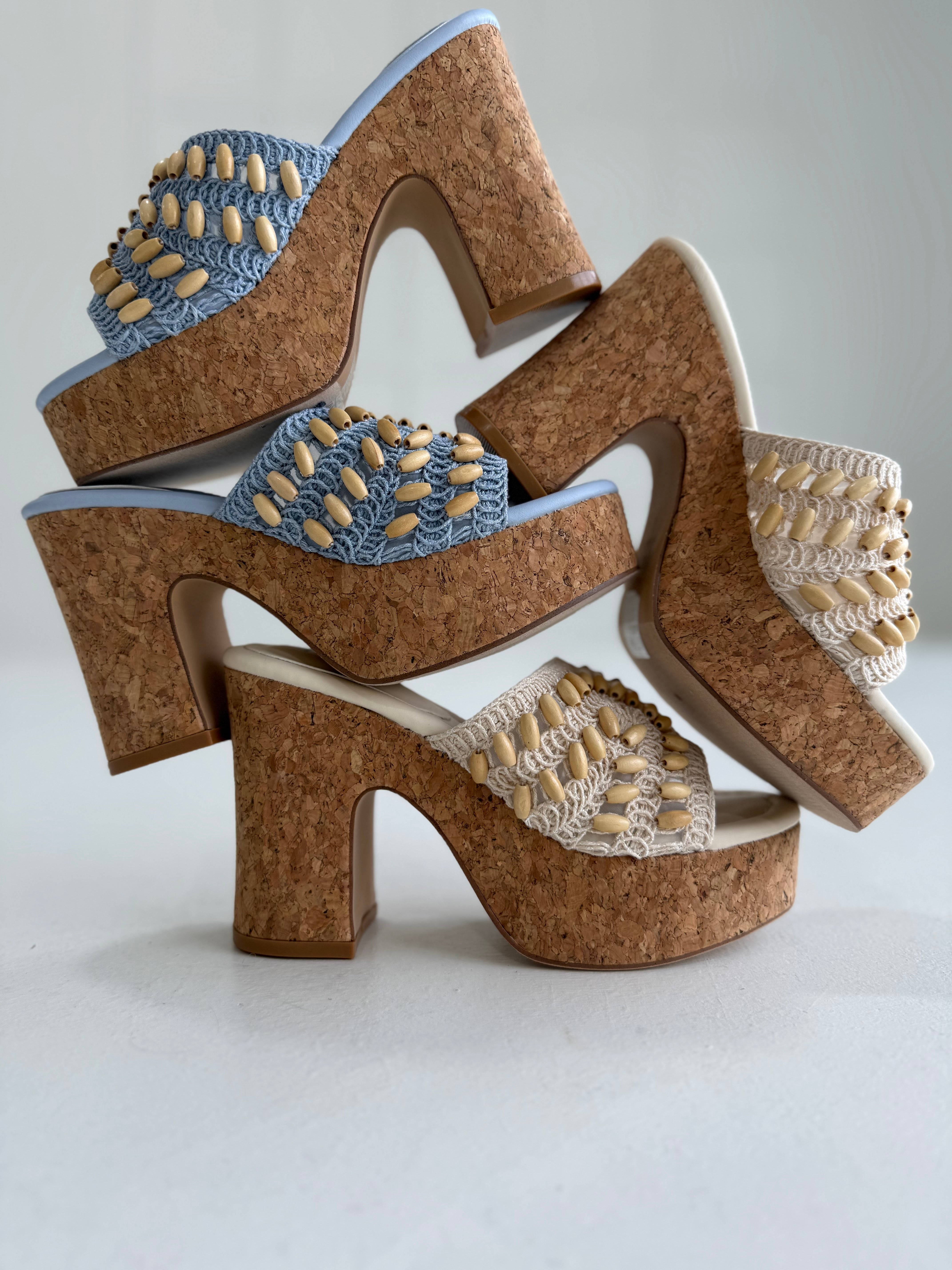 Marina Crochet Platform Heel - Blue