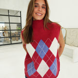 Dane Argyle Top - Burgundy