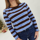 Dominique Striped Top - Dk brwn/blue