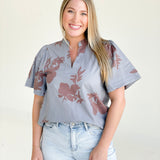 Slate Floral Blouse