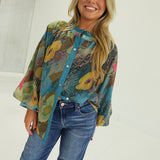 Anjou Floral Blouse - Teal