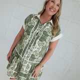 Lost In Your Maze Mini Dress - Olive