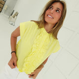 Marquette Ruffle Top - Lemon