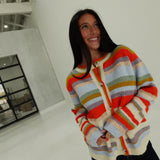 Frenzy Striped Cardigan - Orange Multi
