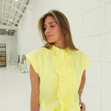 Marquette Ruffle Top - Lemon