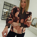 Louise Printed Top - Brown Combo