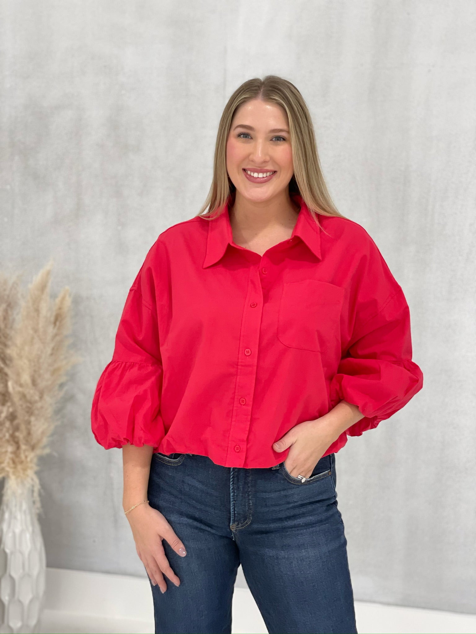 In My Zone Blouse - Berry Red