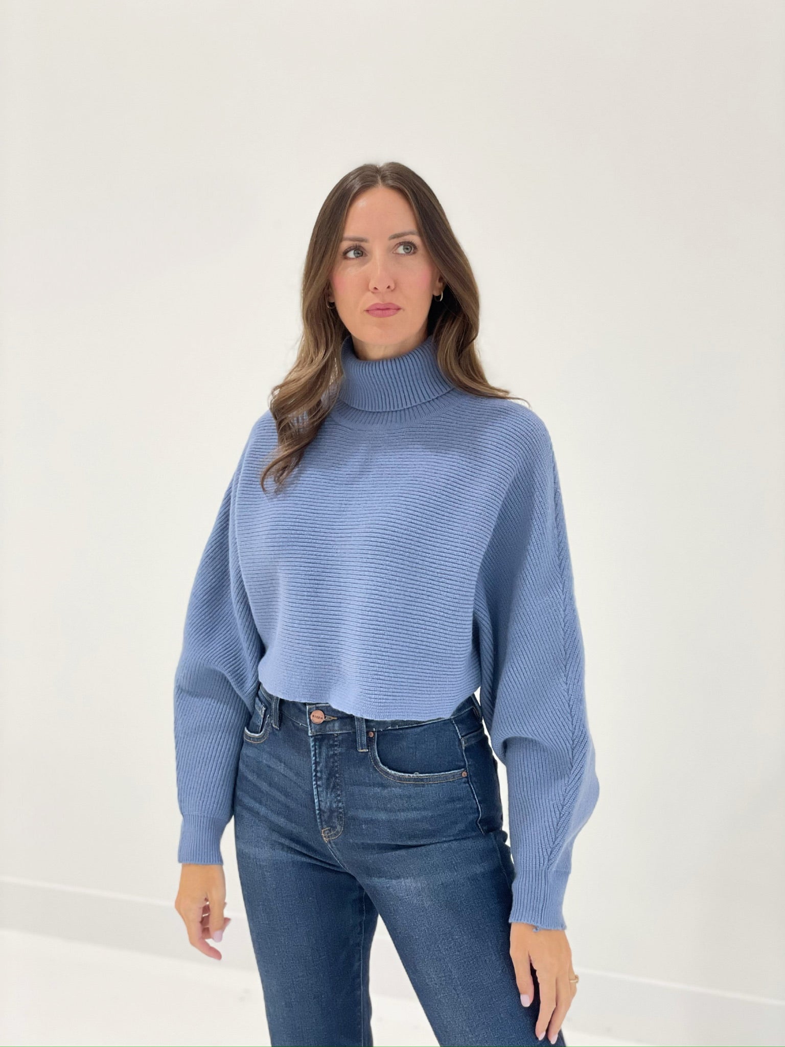 Lisle Sweater Top - Gray Blue