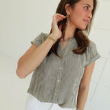 Leeway Pinstripe Top - Ivory